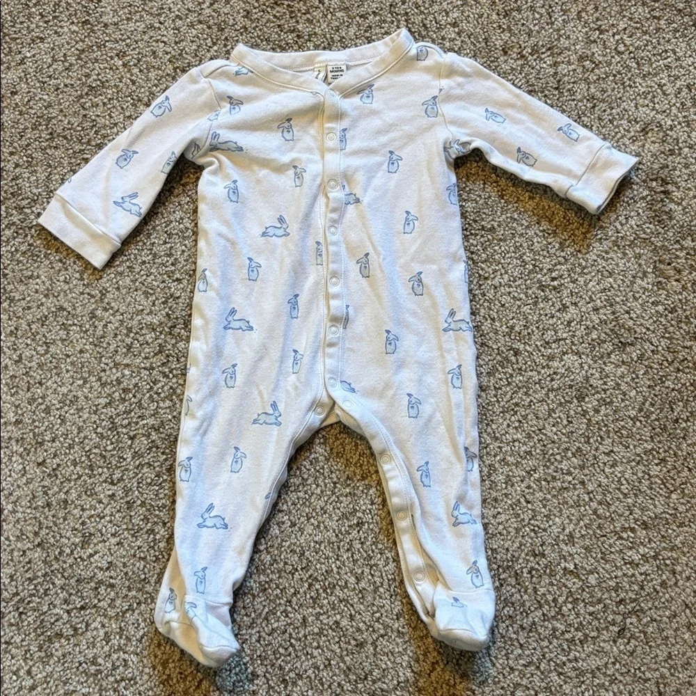 Janie and Jack One Piece Button Up Pajama Sleeper Size 3-6 Mo 100% Cotton